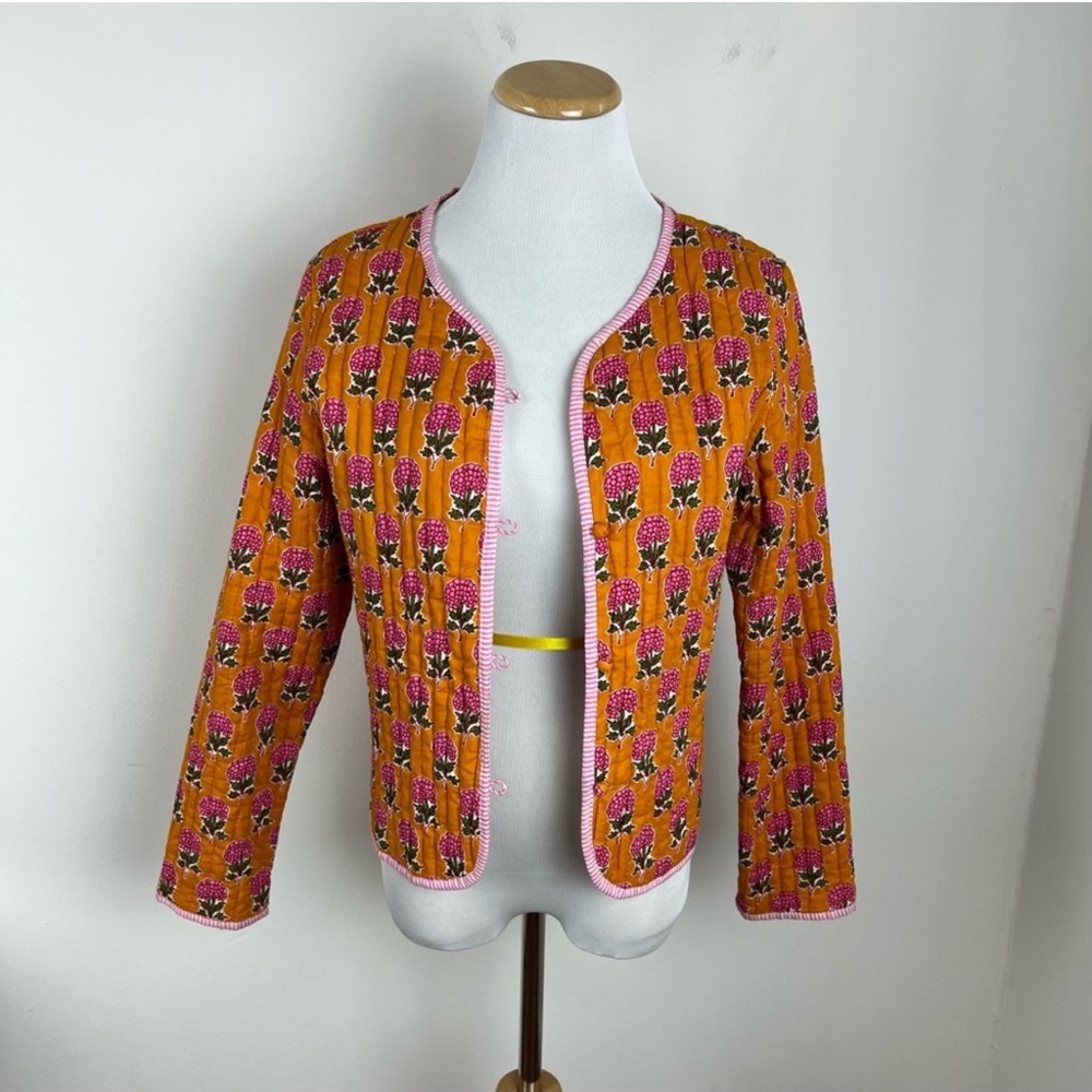 Anthropologie Reversible Quilted Floral Striped Jacket